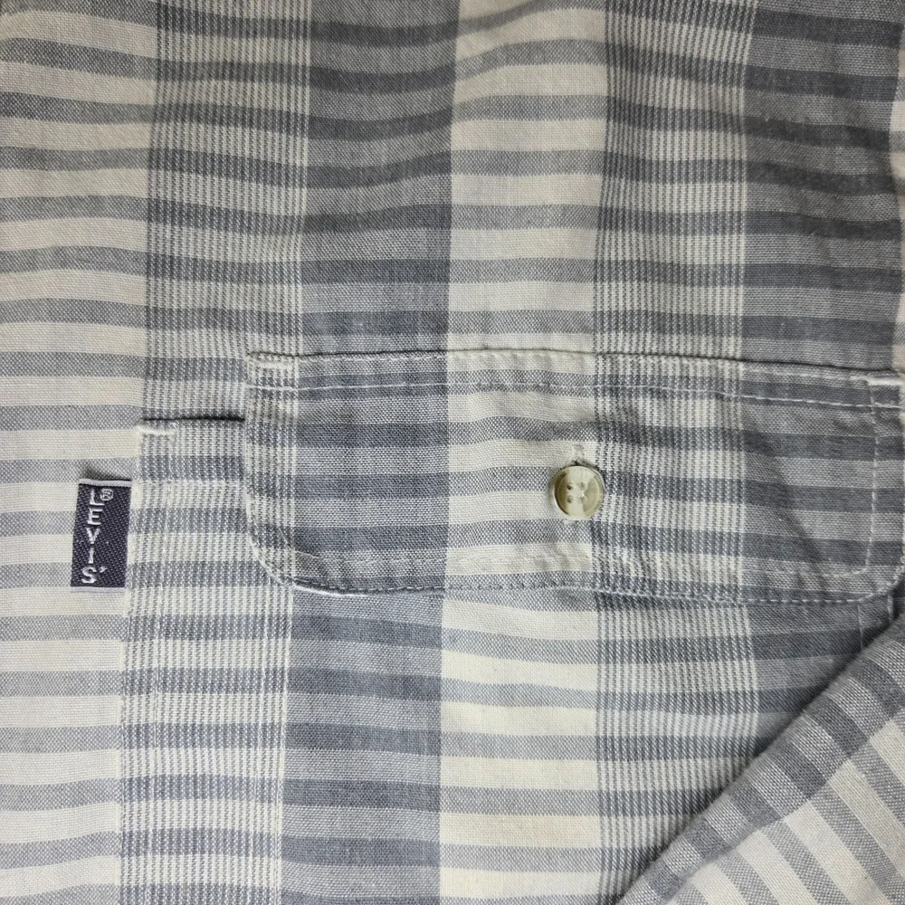 Vintage 90s Levis San Francisco Shirt Mens XL Gray Stripe Western Workwear